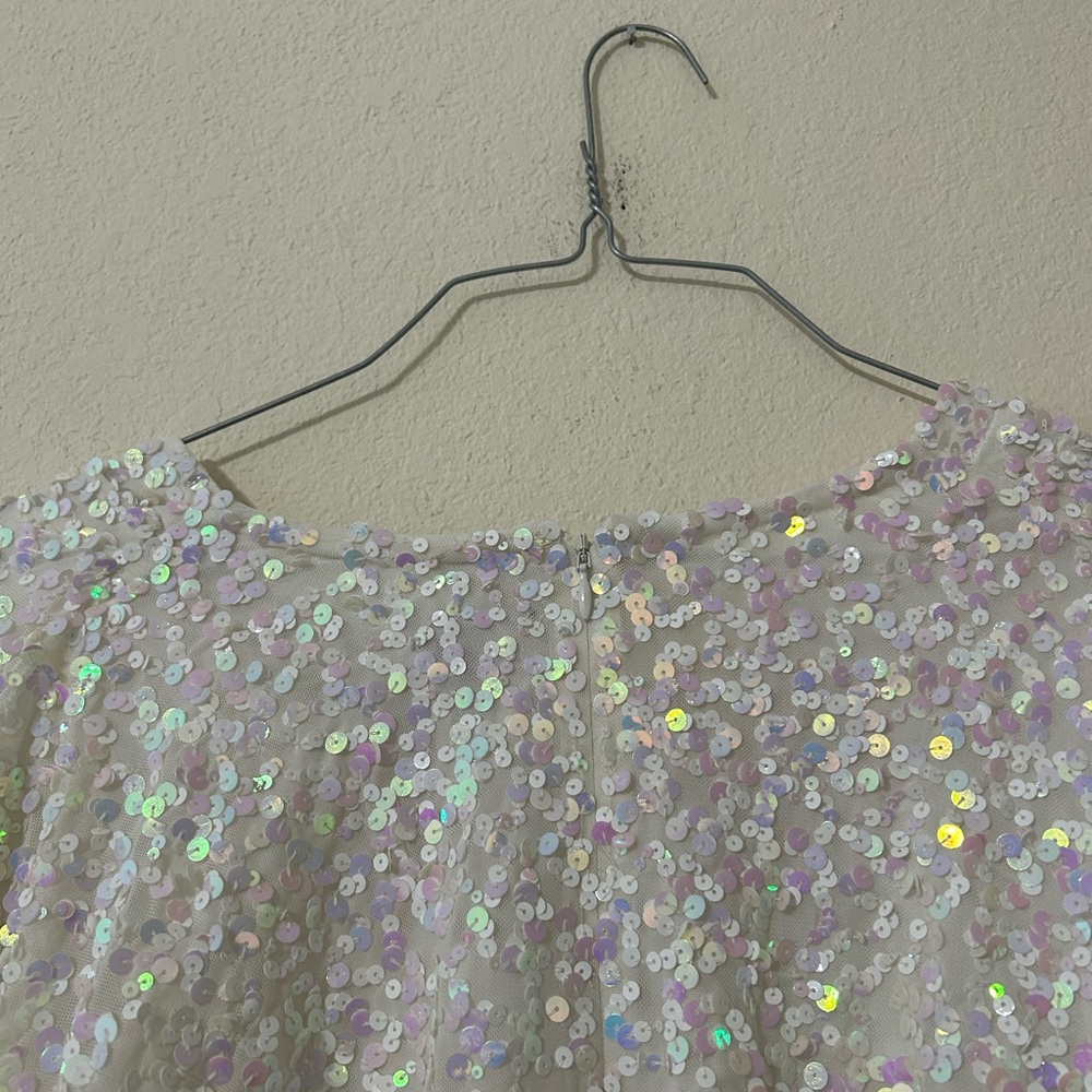 Show Me Your MuMu White Iridescent Sequin Mini Dress - Picture 5 of 9
